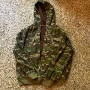 Camo sherpa lined sweatshirt